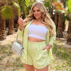 NWT Abercrombie Oversized Poplin Button-Up Shirt, LIME, Size Small